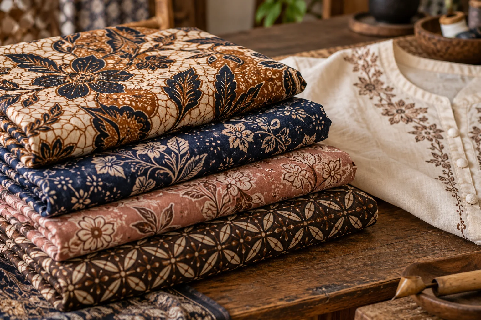 Ilustrasi kain batik bermotif