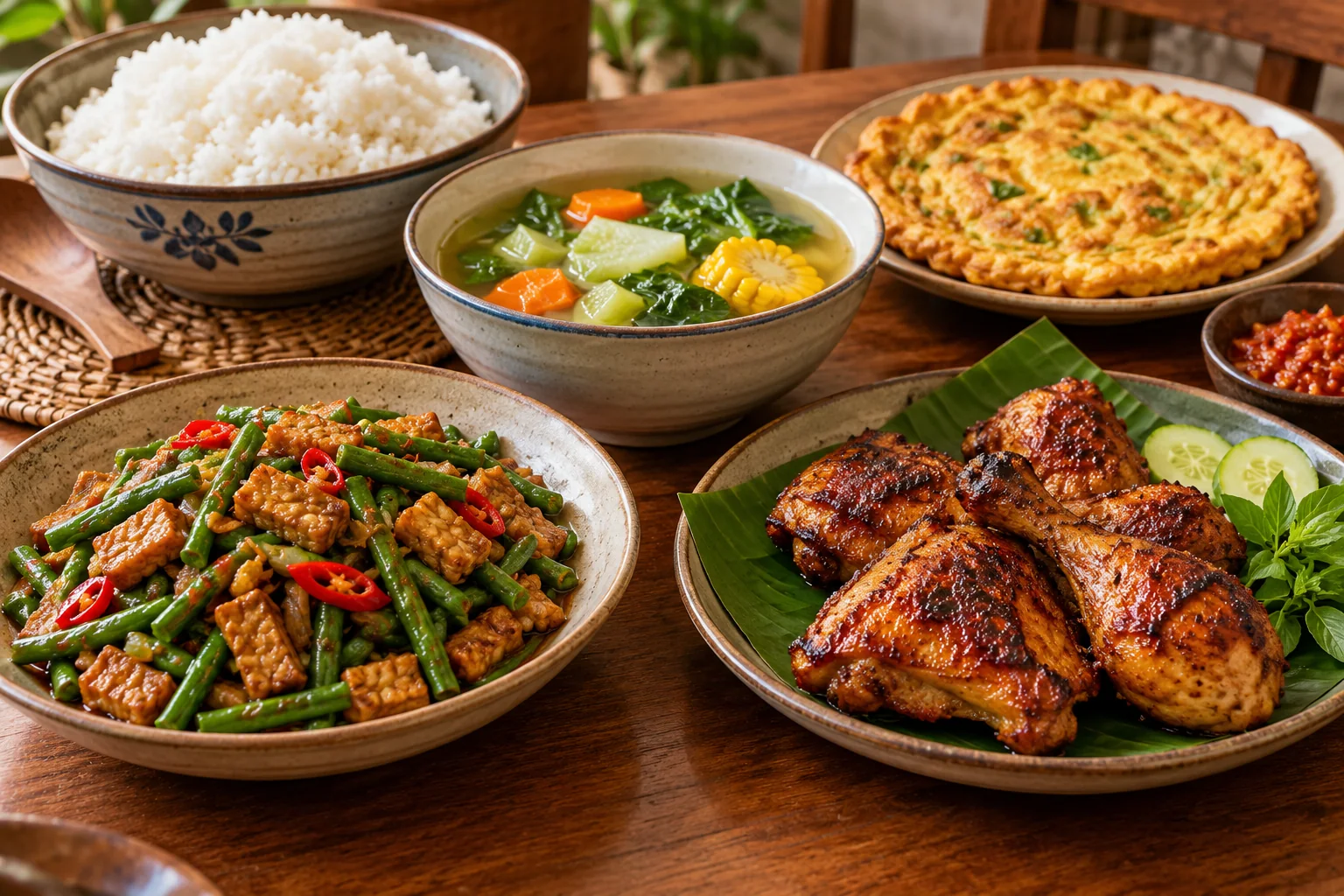 Ilustrasi menu makan keluarga Indonesia