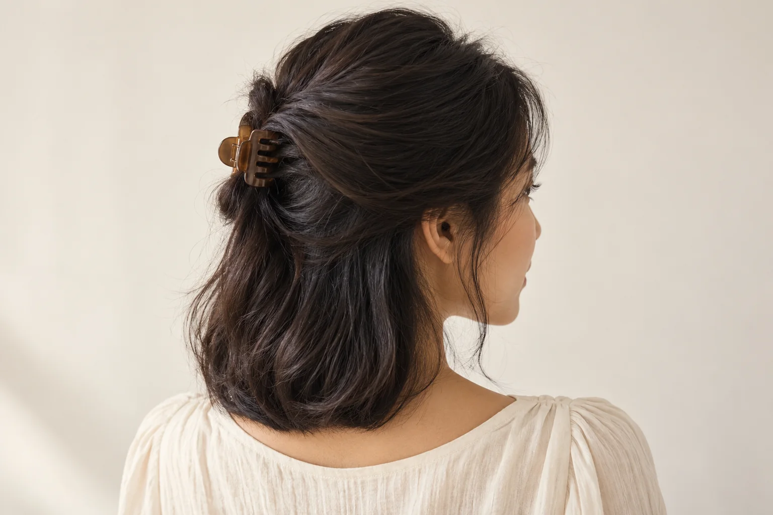 Ilustrasi rambut wanita dengan jepit sederhana