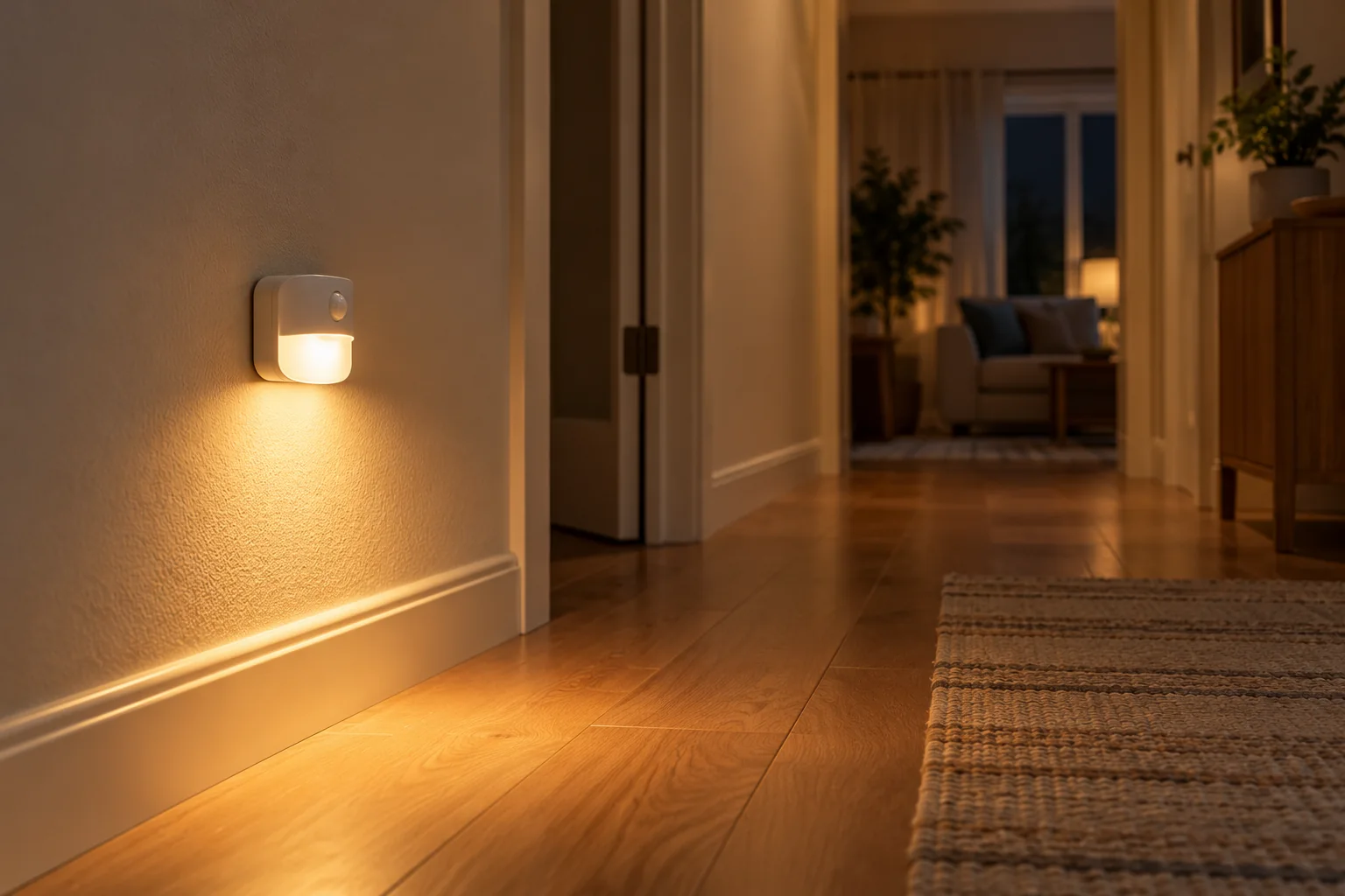Ilustrasi lampu sensor di lorong rumah